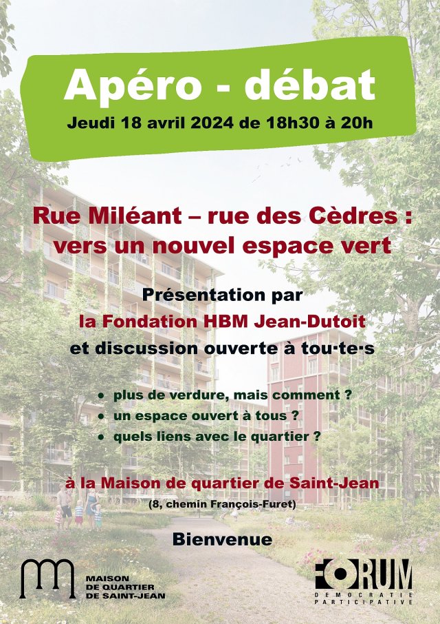 Apéro-débat: Rue de Miléant: rénovations et nouveaux espaces verts